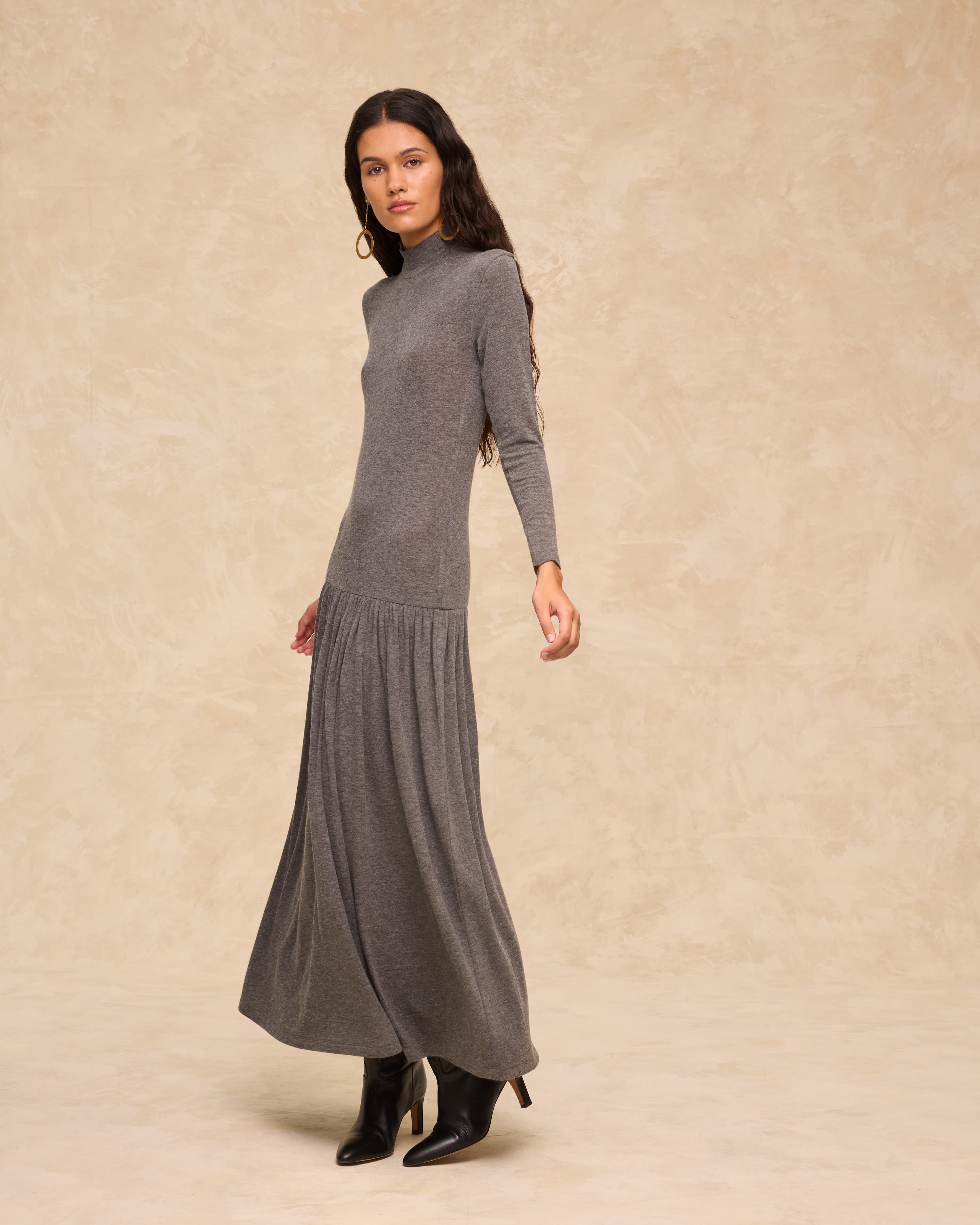 BOBY | Grey Jersey Midi Dress