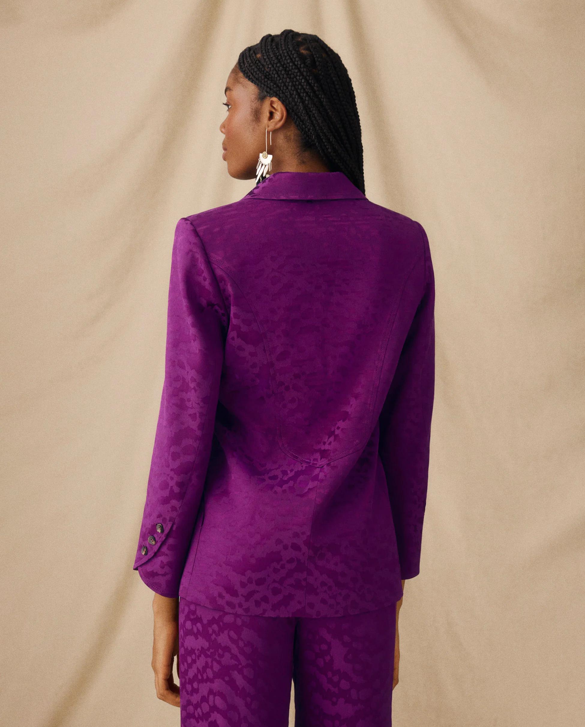 CICELEY | Magenta Jacquard Fitted Blazer - Image 19