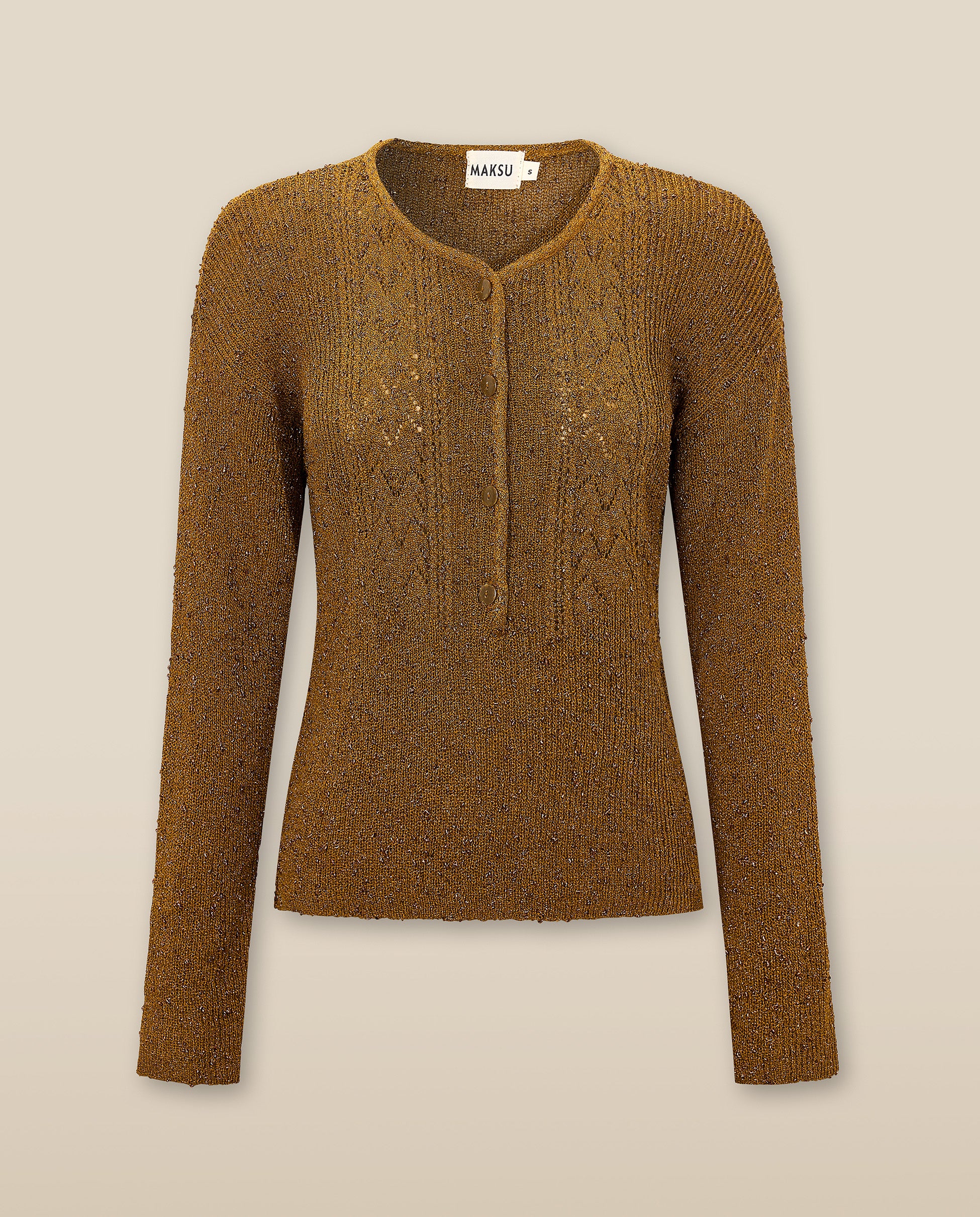 CLIVIA | Ochre Sparkle Button Sweater