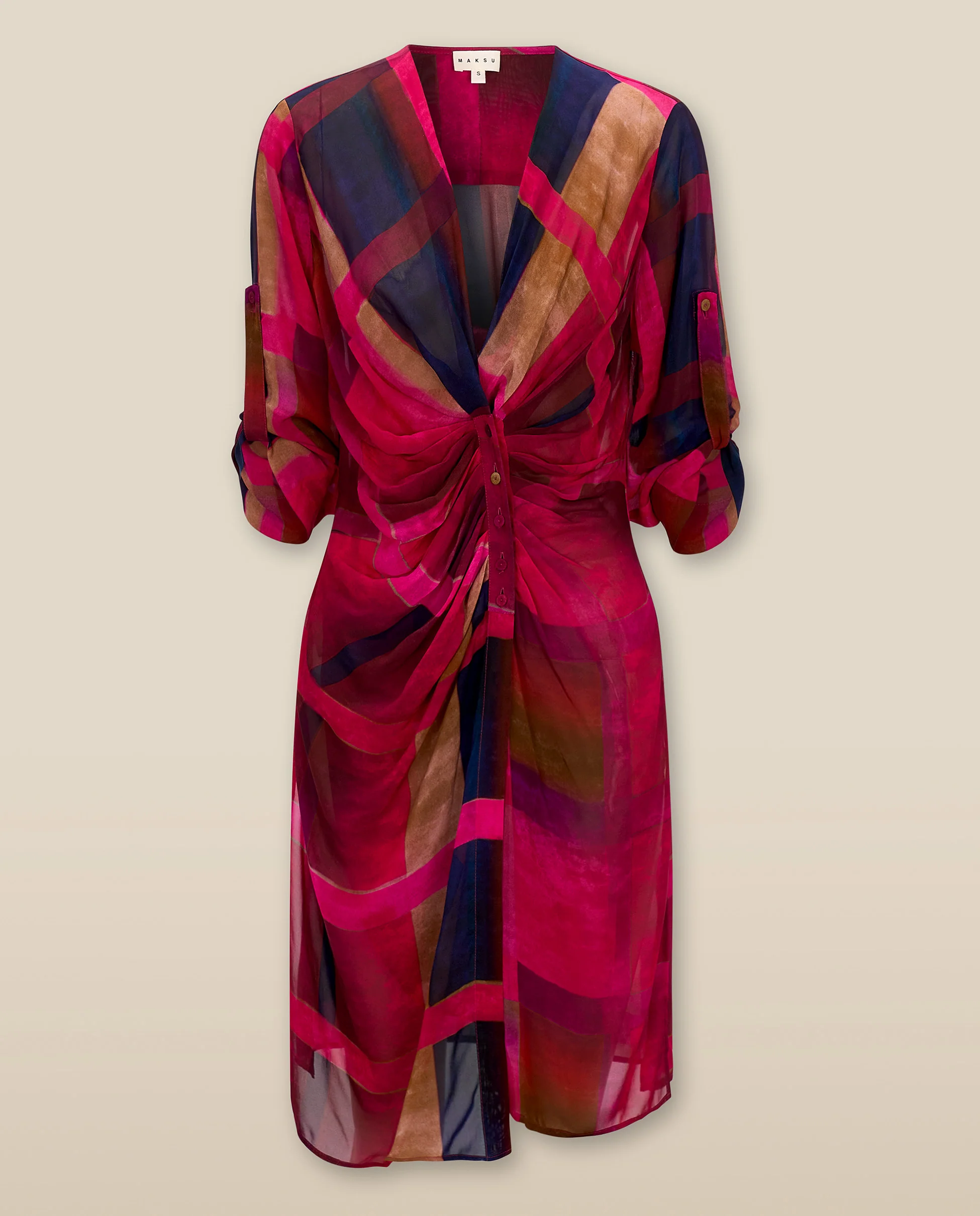 ESHANA | Fuchsia Pink Long Gathered Blouse