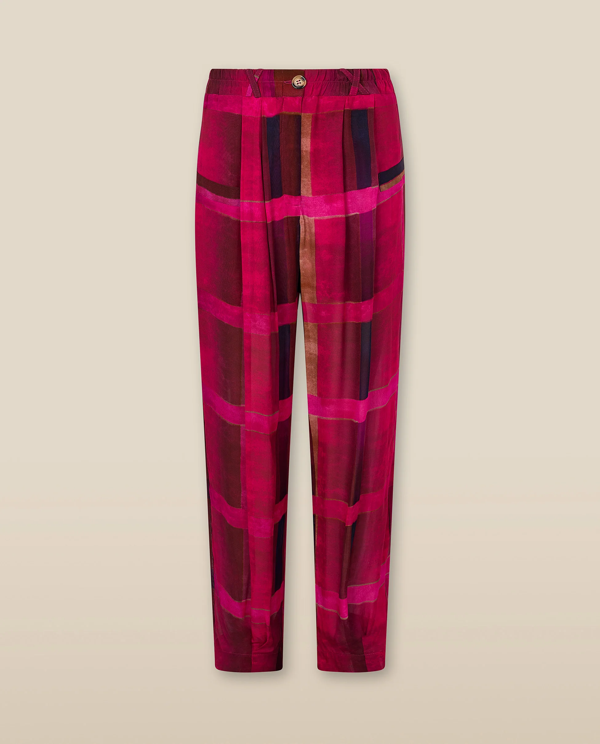 ESHANA | Fuchsia Pink Sheer Tapered Trousers