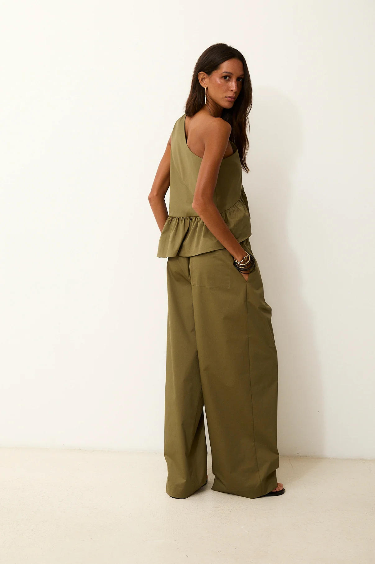 HERA | Khaki Cotton Poplin Top - Image 2