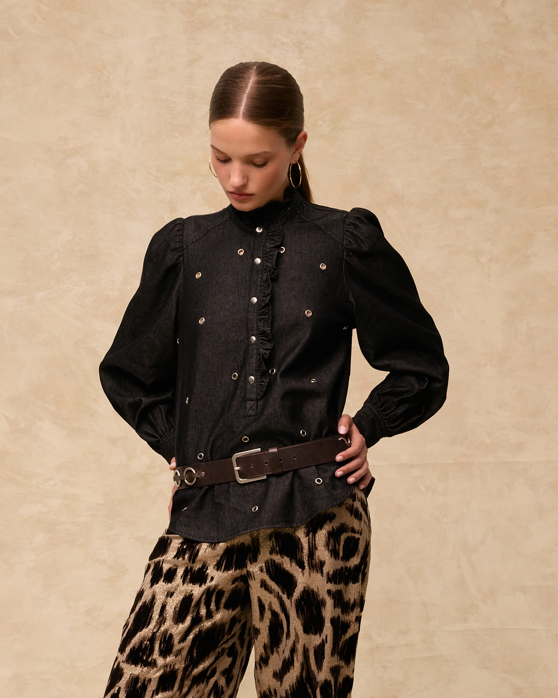 MIA | Black Cotton Eyelet Blouse