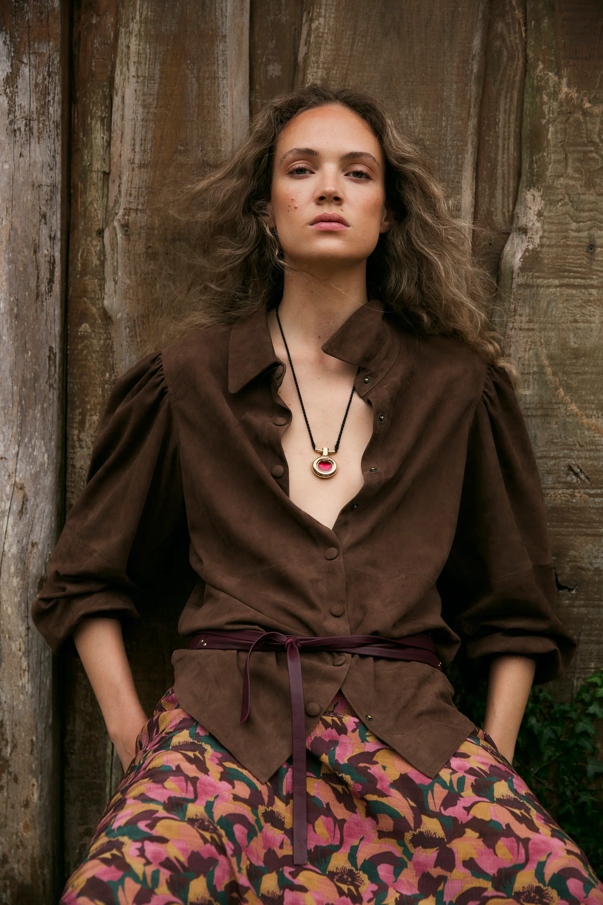 MOCHA | Dark Brown Suede Blouse