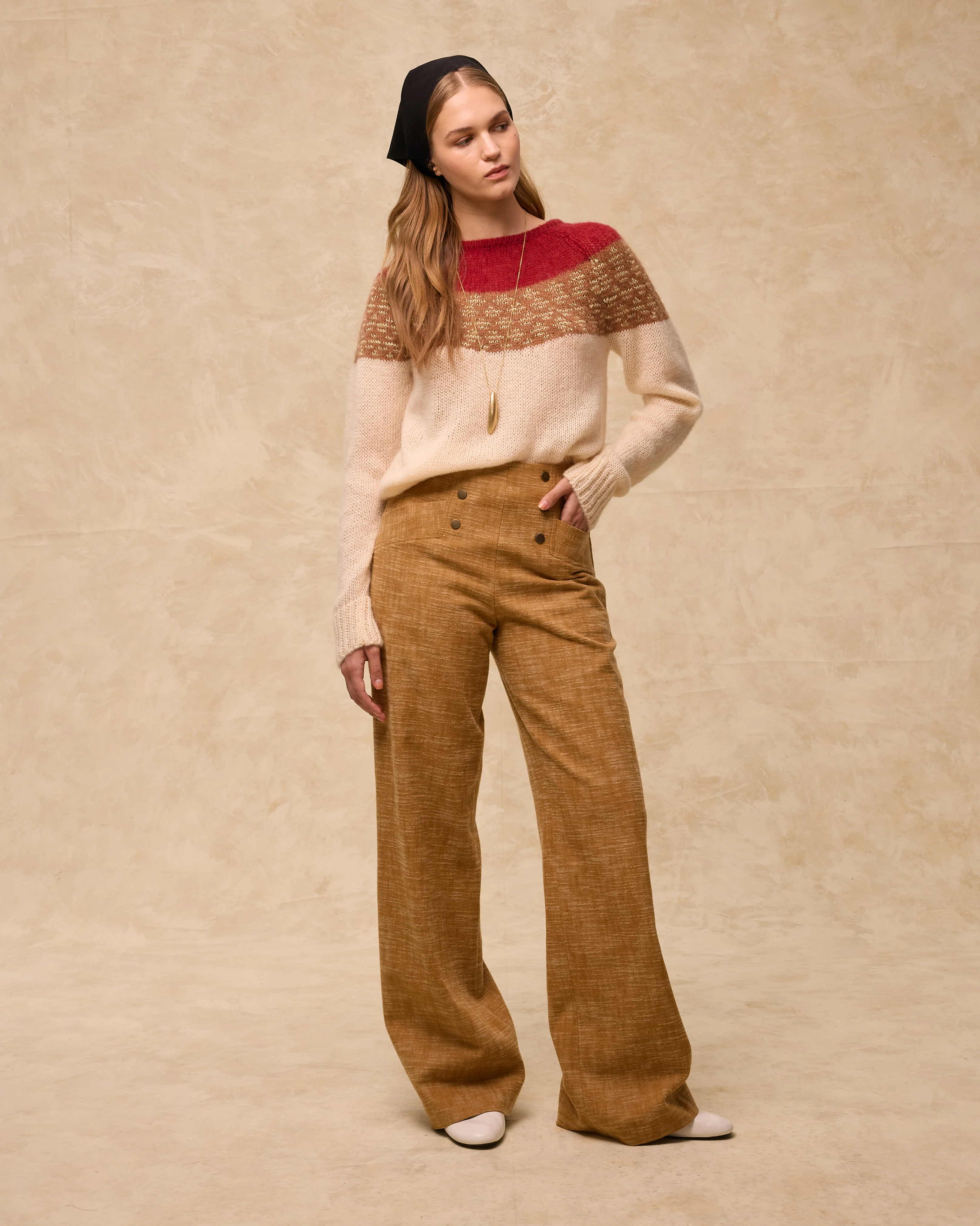 PALOS | Textured Golden Brown Cotton Trousers