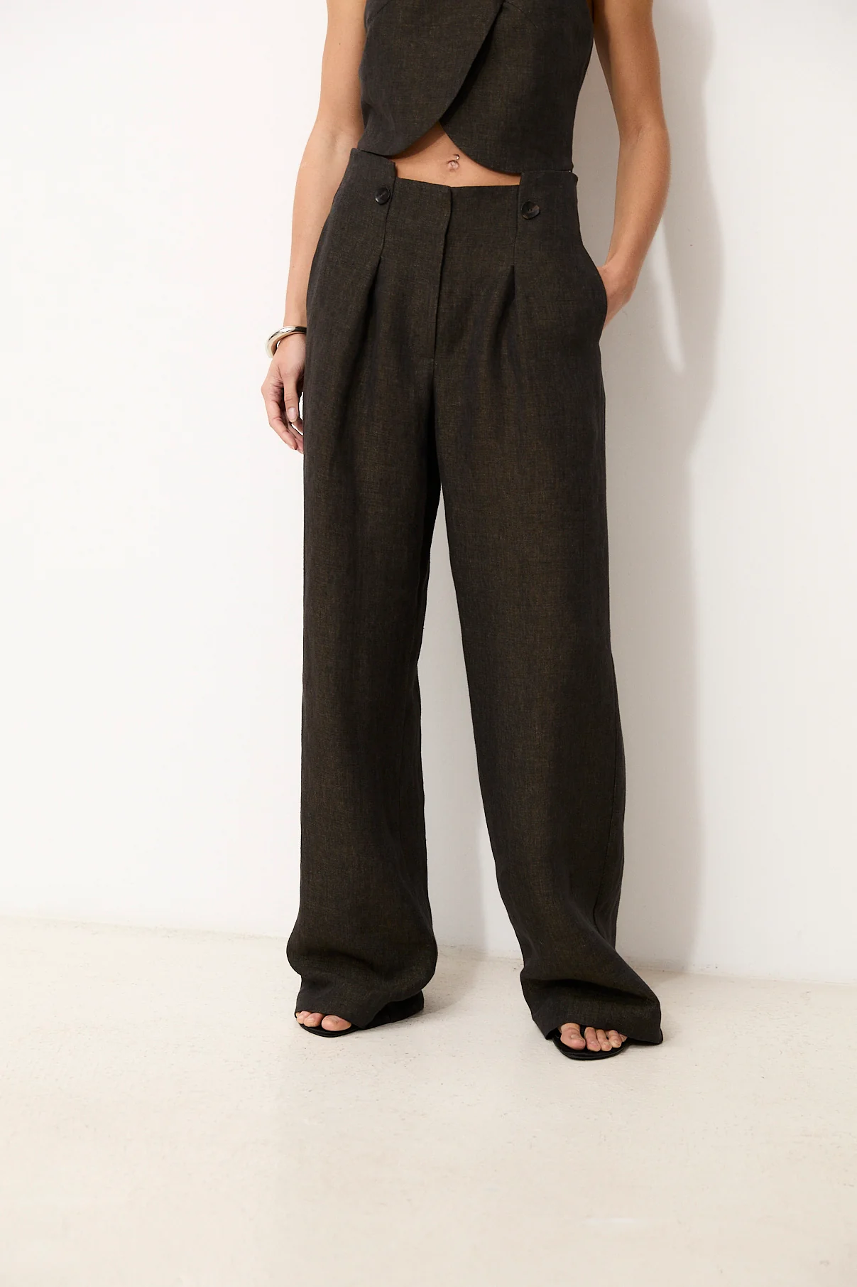 ROMINA | Black 100% Linen Trousers - Image 5