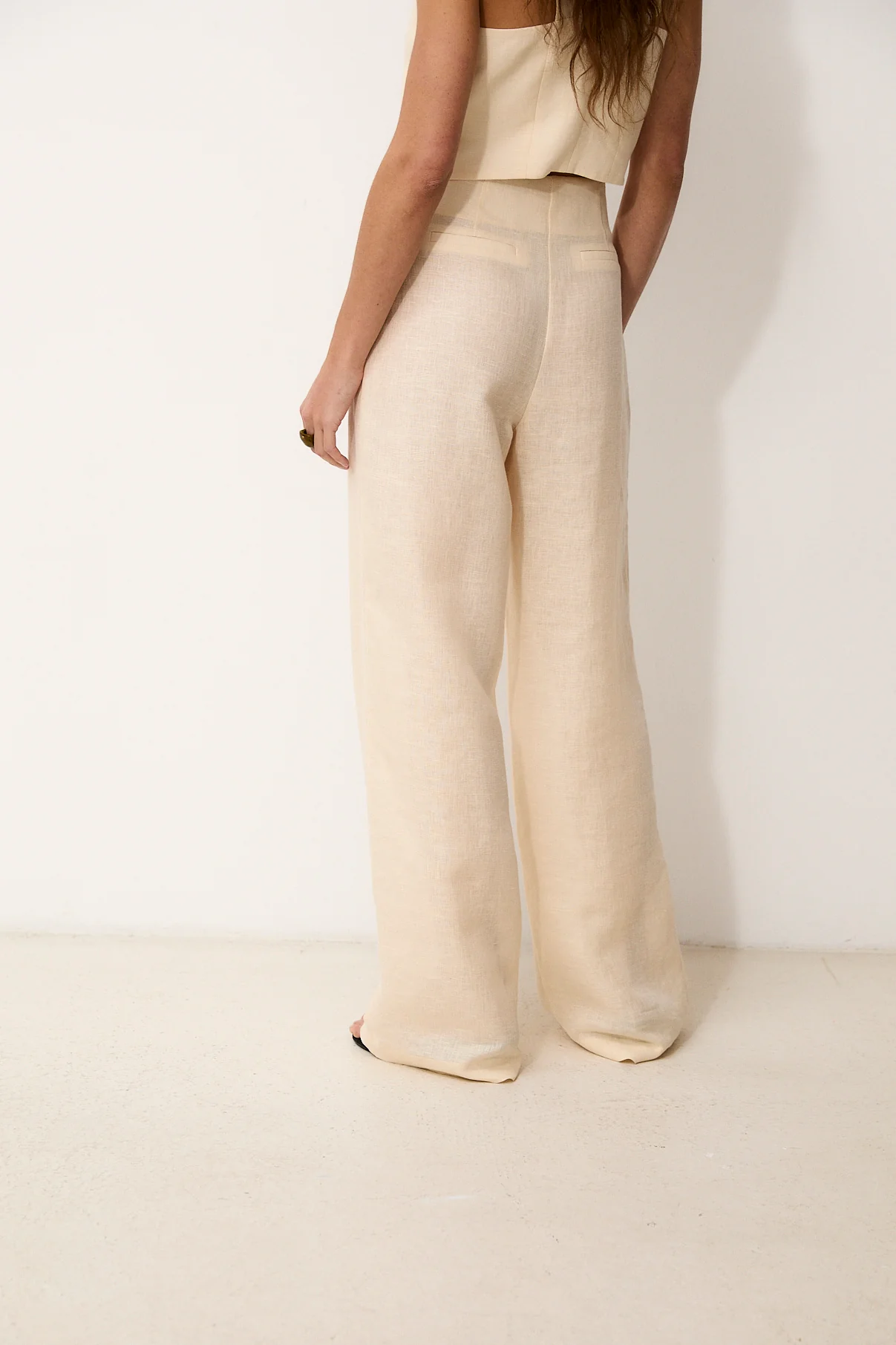 ROMINA | Ecru 100% Linen Trousers - Image 5