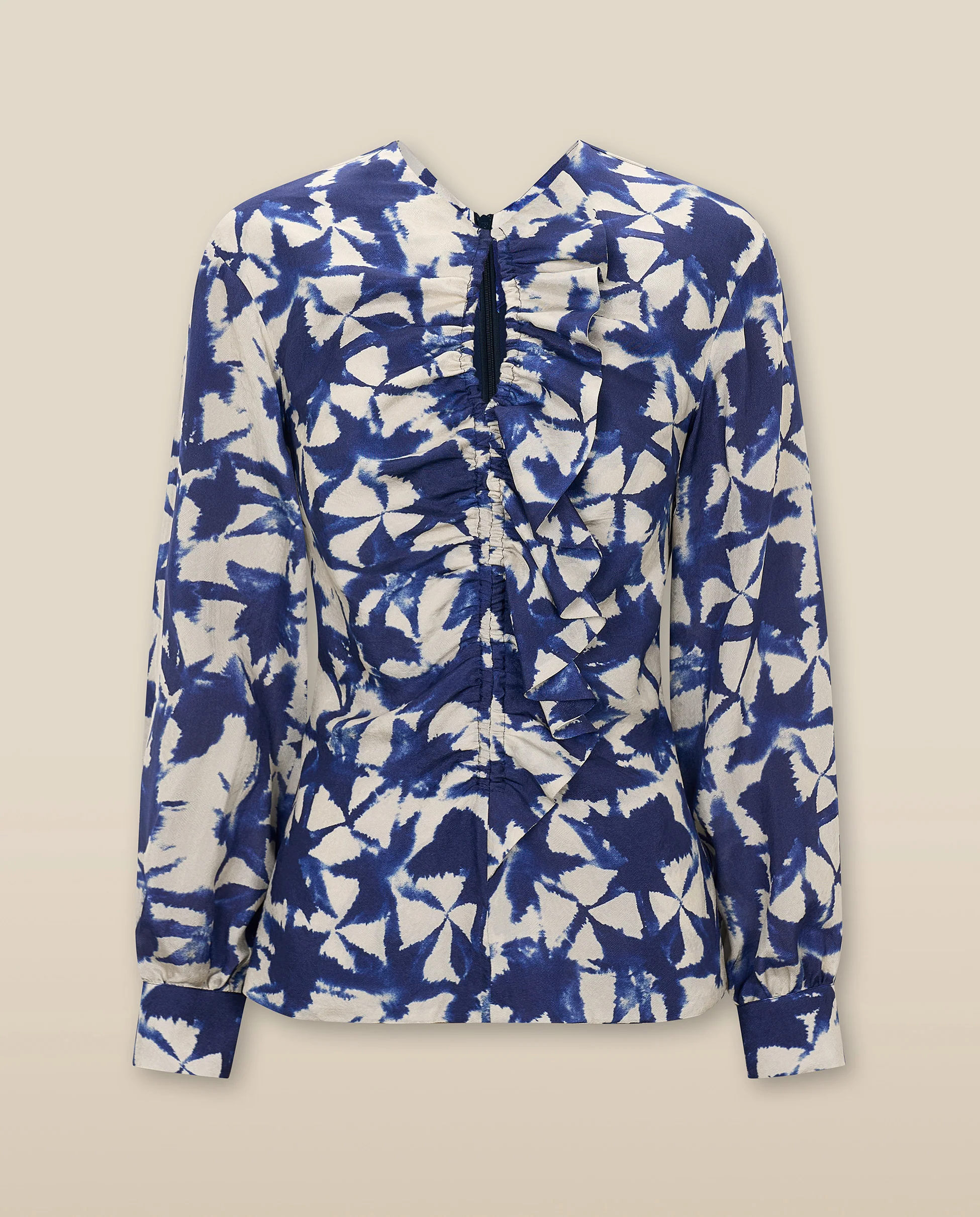 SAACHI | Blue Print Ruffle Blouse