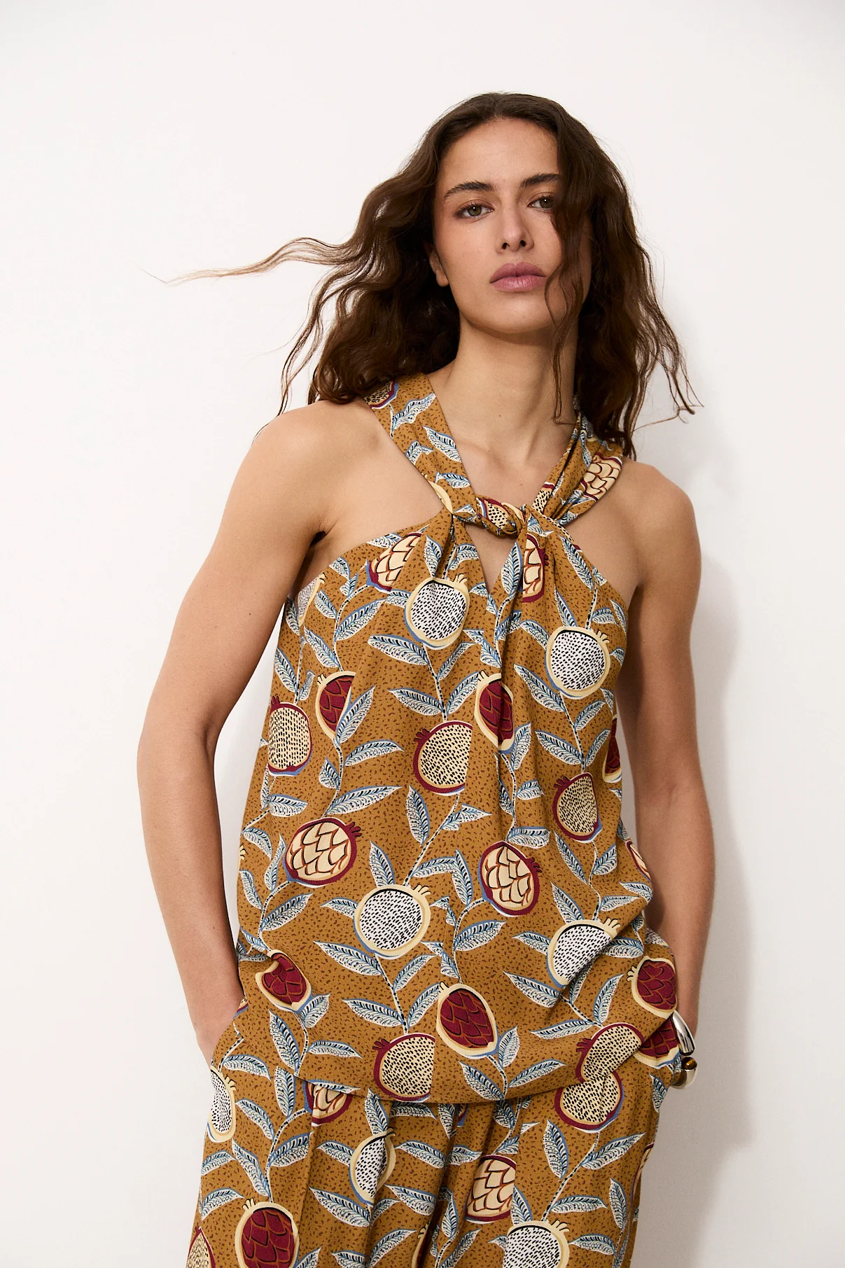SAGEBRUSH | Mustard Viscose Halter Top