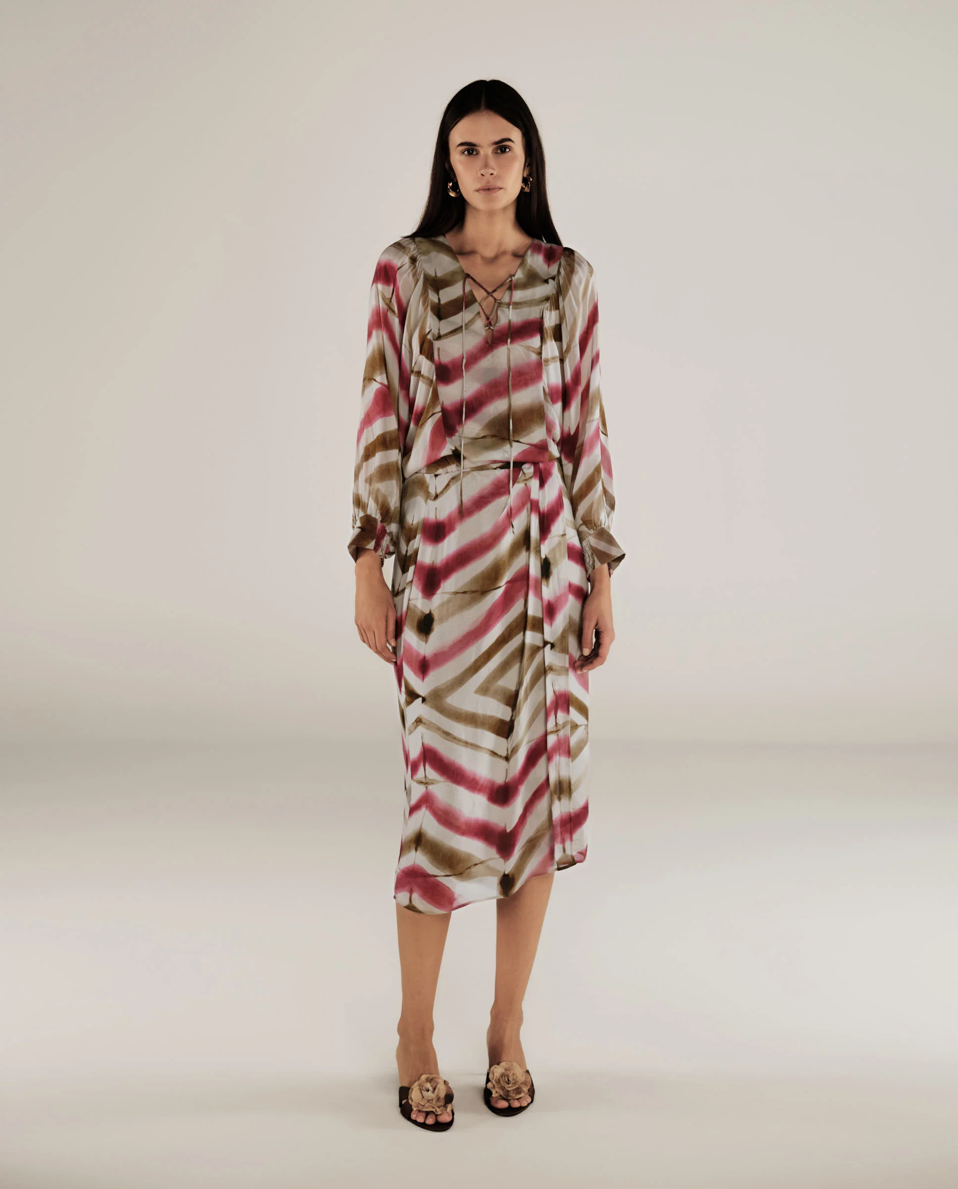 SOL | Magenta & Brown Stripe Boho Skirt - Image 2
