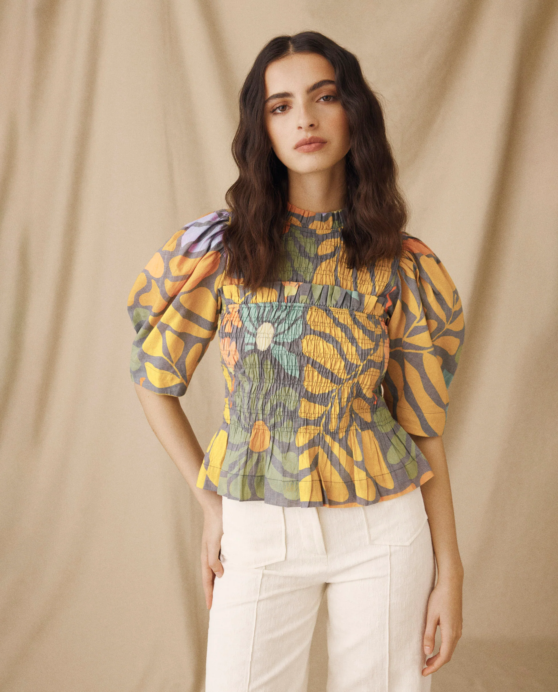 CHARITA | Multicolour Botanical Print Cotton Blouse