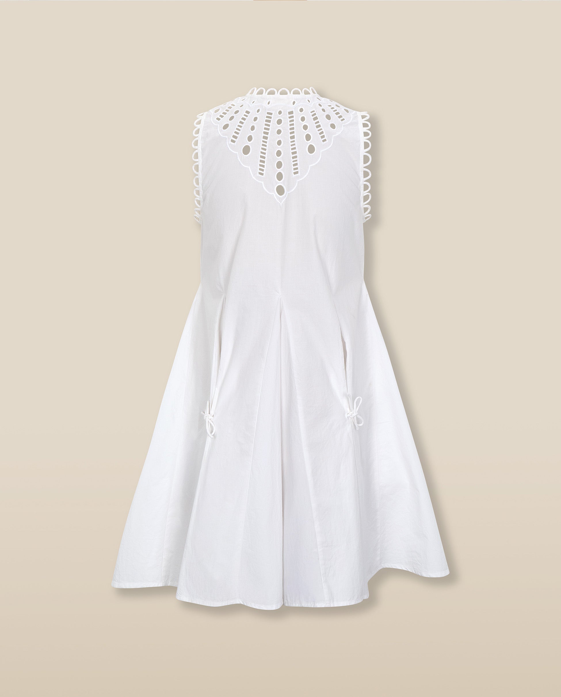 ORNELLA | White Broderie Cut-Out Cotton Short Dress - Image 9